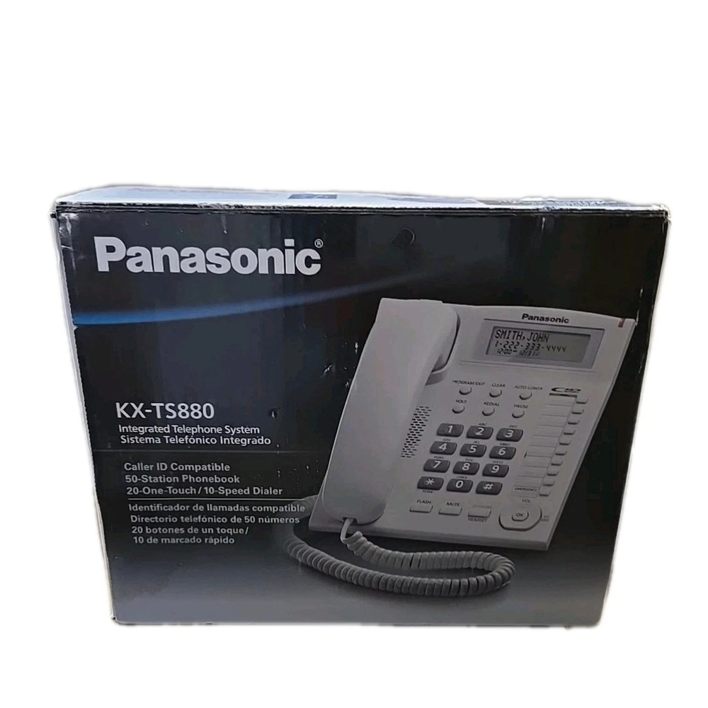 Panasonic White and Gray KX-TS880 Corded Desk Telephone in Box